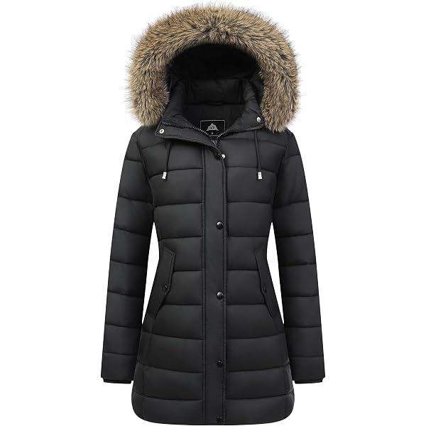 1 Madison Ladies' Water Resistant Long Parka with Faux Fur Hood (M